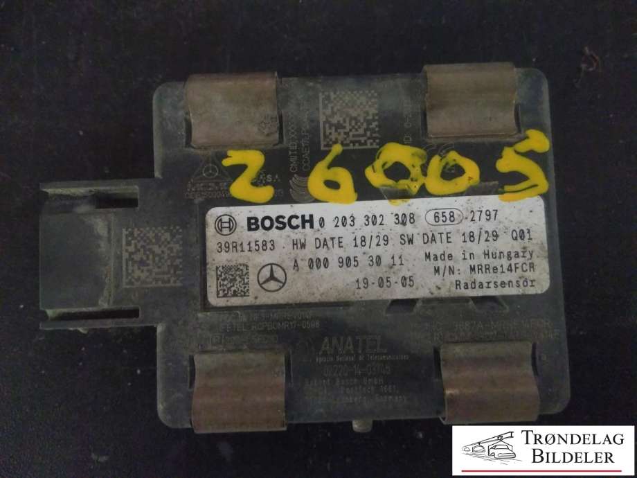 Sensor radar til Mercedes B-Klasse 2019-->> (W247) (W247) (BOSCH|0 203 302 308|A 000 905 30 11|)