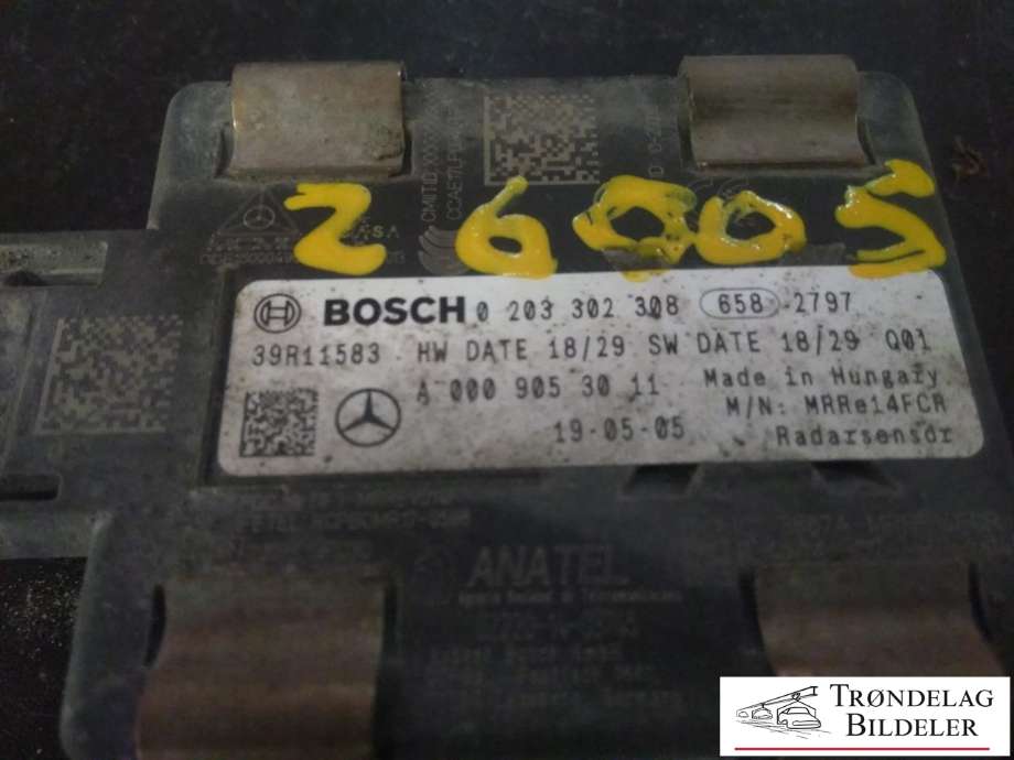 Sensor radar til Mercedes B-Klasse 2019-->> (W247) (W247) (BOSCH|0 203 302 308|A 000 905 30 11|)