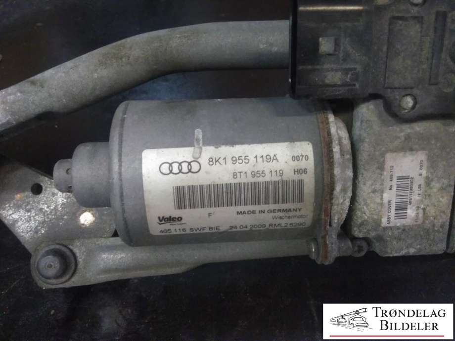 Viskermotor frontrute komplett m/overføring til Audi A4 2007-2014 (Type IV) (B8) (B8) (VALEO|8K1 955 119A|)