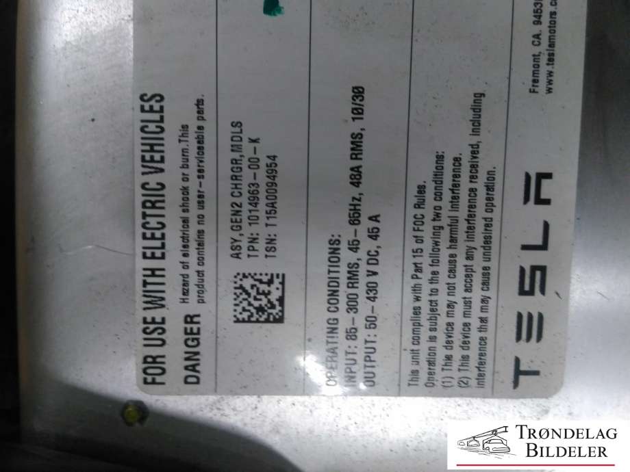 Batterilader (OBC - On Board Charger) til Tesla Model S 2013-2016 (Fase 1) (1014963-00-K|T15A0094954|)