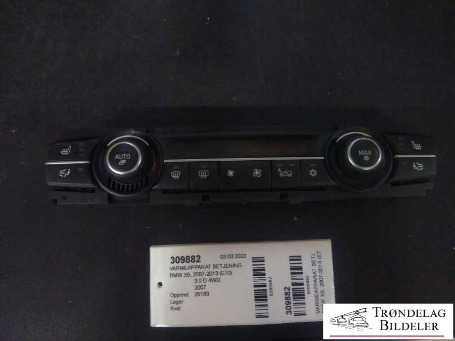 Varmeapparat betjening til BMW X5, 2007-2013 (E70) (E70) (9 157 555-01)