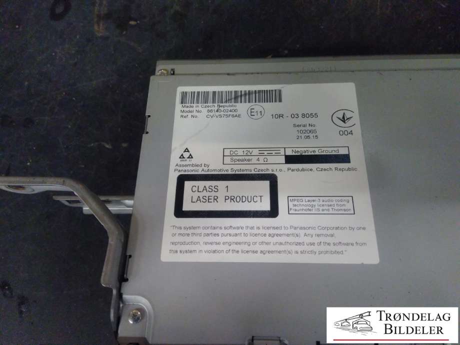 Bilstereo til Toyota Auris 2015-2019 (Type II, Fase 2)  (86140-02400|CV-VS75F6AE|)