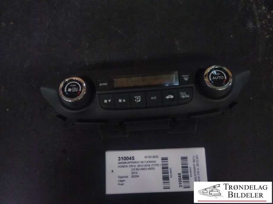 Varmeapparat betjening til Honda CR-V, 2012-2018 (Type IV)  (79600-T1E-G41ZB)