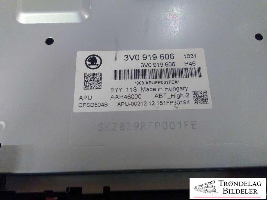 Bilstereo til Škoda Superb 2015-->> (Type III)  (3V0 919 606|)