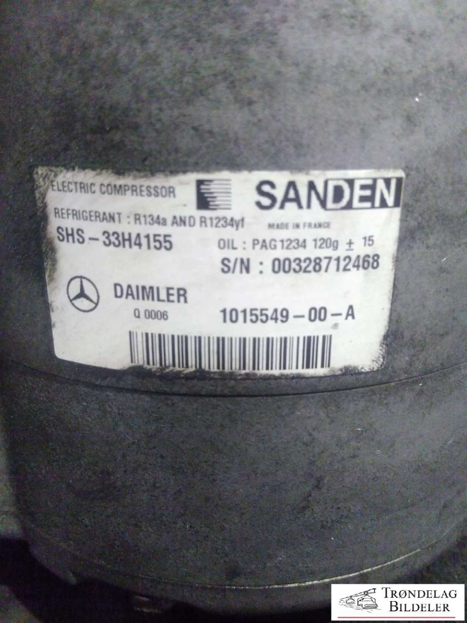Aircondition kompressor elbil til Mercedes B-Klasse, electric drive 2014-2018 (W242) (W242) (SANDEN|SHS-33H4155|00328712468|1015594-00-A)