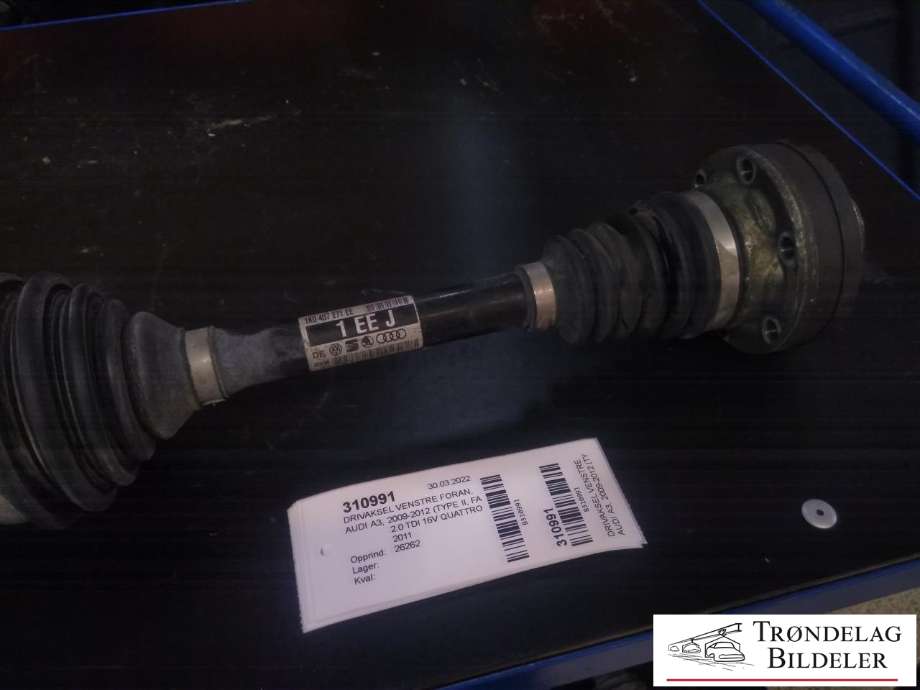 Drivaksel venstre foran, diesel/manuell til Audi A3 2009-2012 (Type II, Fase 2)  (VW AG|1K0 407 271 EE|)