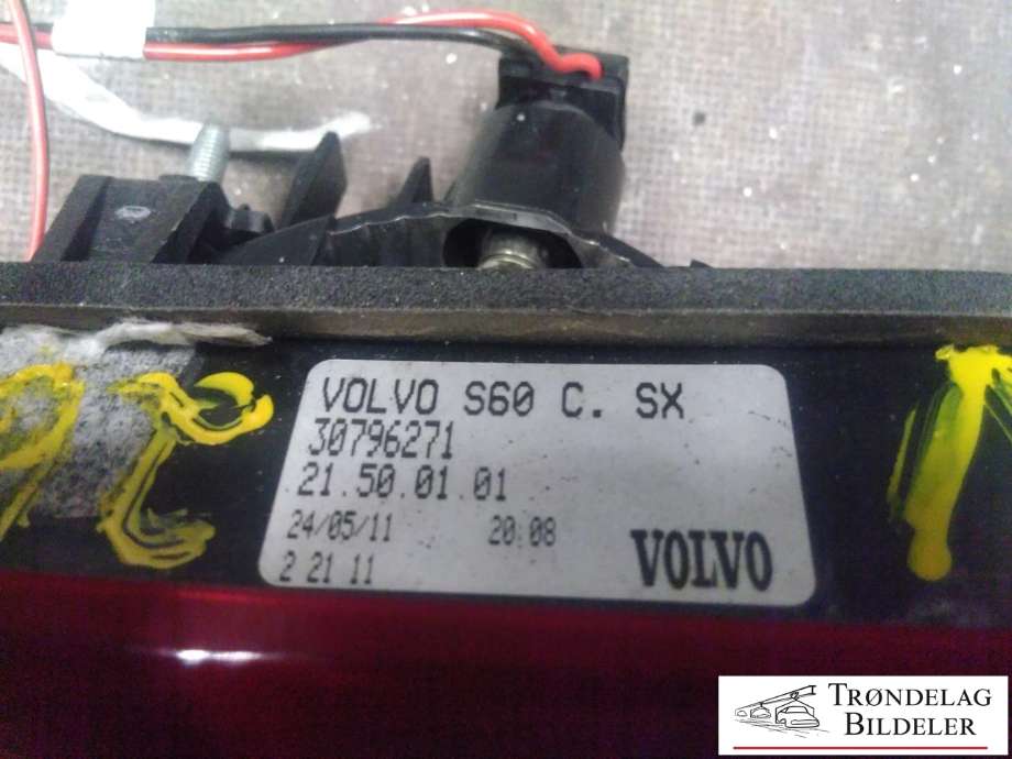 Baklykt venstre indre til Volvo S60 2010-2014 (Type II, Fase 1)  (30796271|)