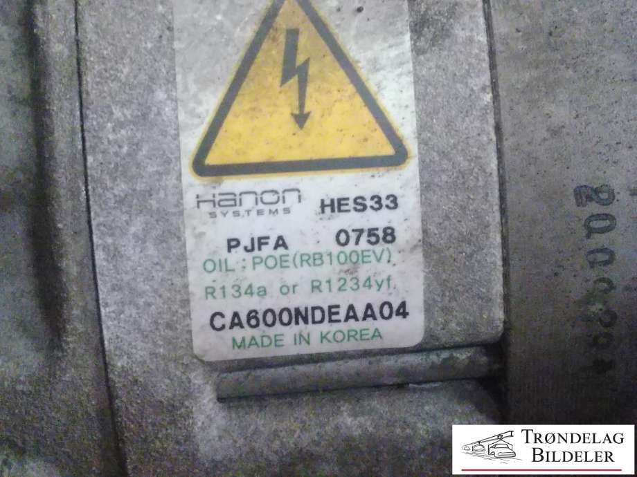 Aircondition kompressor elbil til Kia Niro 2016-2021  (HANON|HES33|PJFA0758|CA600NDEAA04)