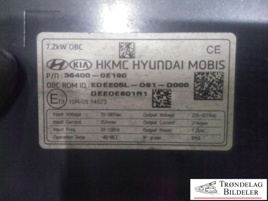 Batterilader (OBC - On Board Charger) til Kia Niro 2016-2021  (MOBIS|36400-0E190|EDEE05L-081-D000|)