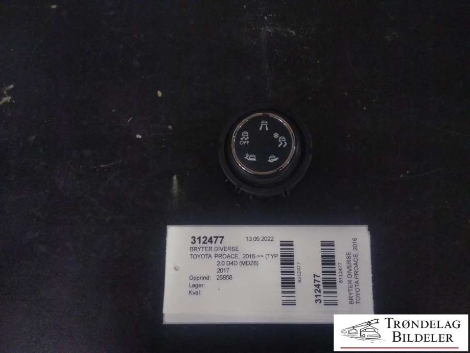 Bryter diverse til Toyota Proace, 2016-->> (Type II)  (96 784282 ZD)