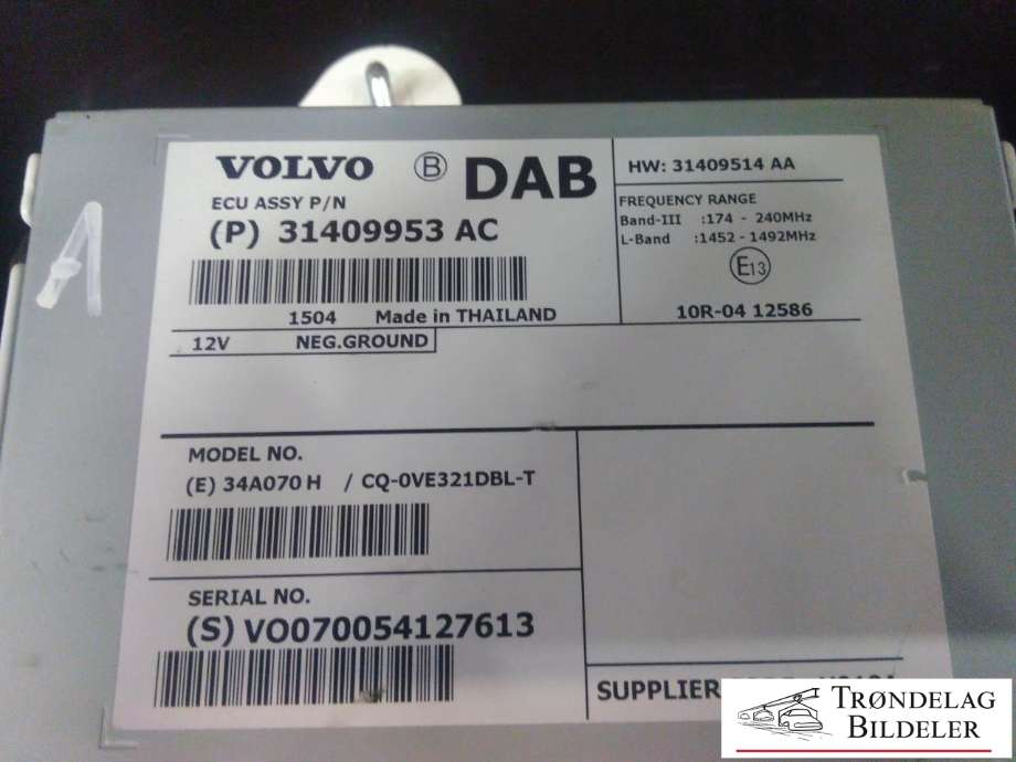 Styreenhet DAB til Volvo V40 2012-2019  (VOLVO|31409953 AC|31409514 AA|34A070 H)