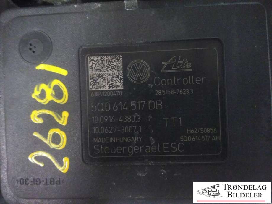 ABS sentral til Audi A3 2016-2020 (Type III, Fase 2)  (ATE|5Q0 614 517 DB|10.0916-4380.3|10.0627-3007.1)