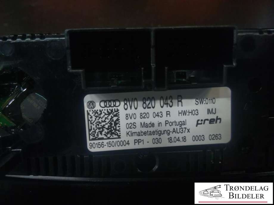 Varmeapparat betjening til Audi A3 2016-2020 (Type III, Fase 2)  (PREH|8V0 820 043 R|90156-150|)