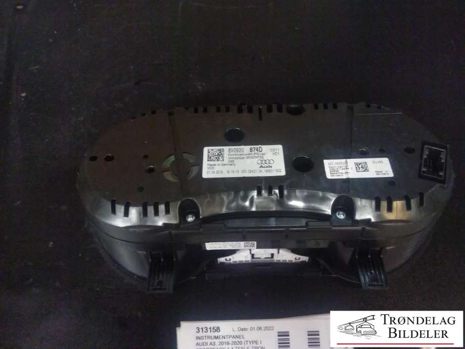 Instrumentpanel til Audi A3 2016-2020 (Type III, Fase 2)  (8V0 920 974 D|A2C13925200|)