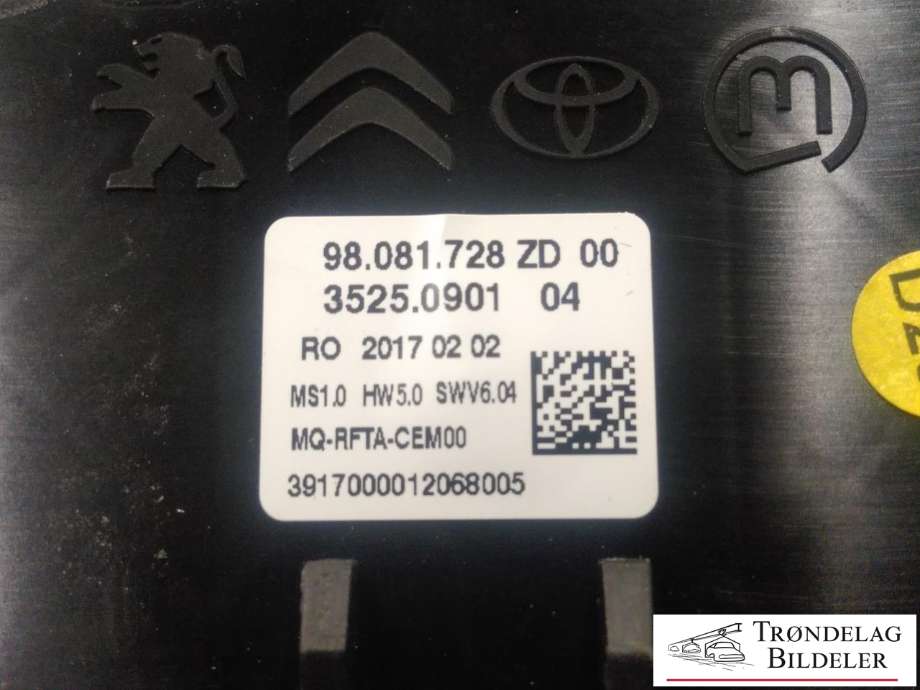 Varmeapparat betjening til Peugeot Traveller 2017-->>  (98081728ZD|35250901|)