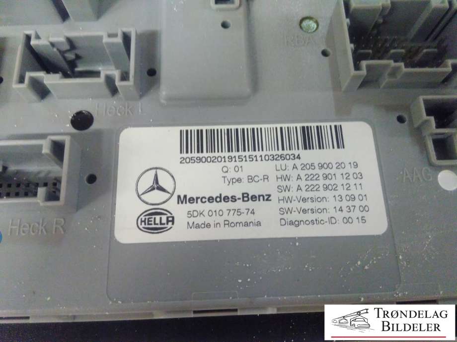Styreenhet comfort (BCM) til Mercedes C-Klasse 2014-2018 (Fase 1) (W205) (W205) (MERCEDES-BENZ|A 205 900 20 19|5DK 010 775-74|A222 901 12 03)