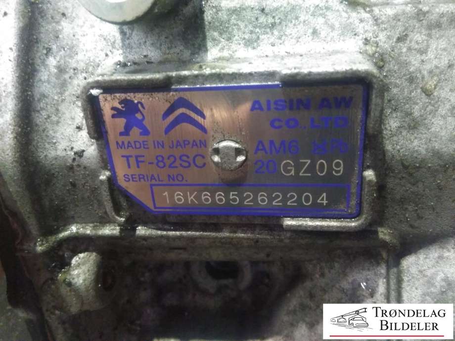 Girkasse automat til Peugeot Traveller 2017-->>  (TF-82SC|16K665262204|)