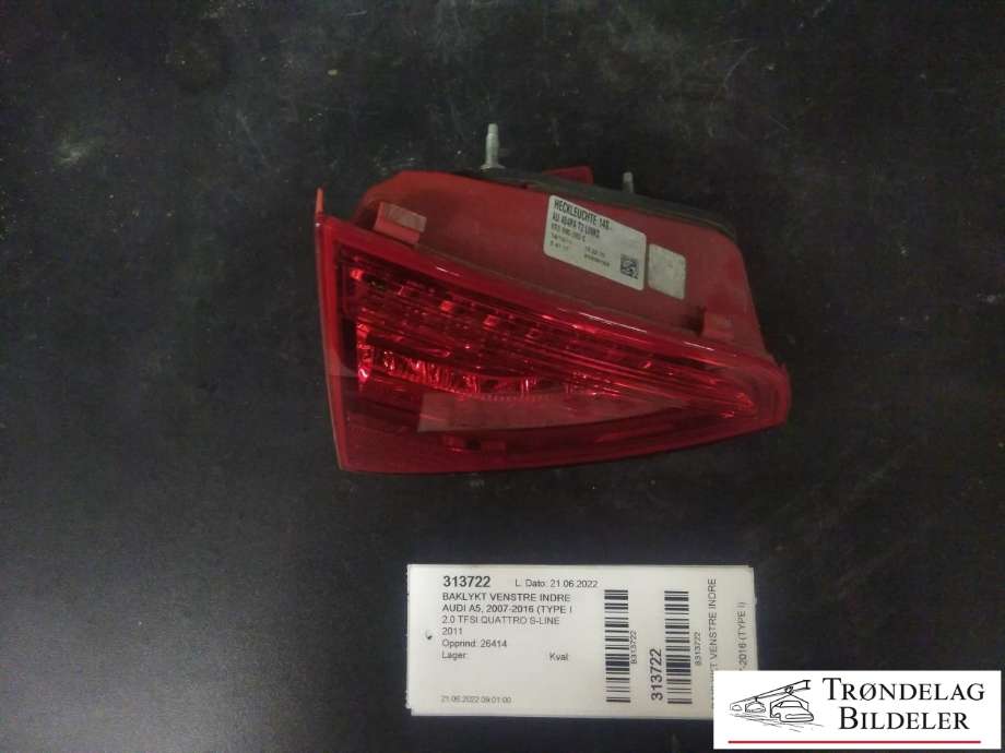Baklykt venstre indre til Audi A5 2007-2016 (Type I) (8T0 945 093C|)