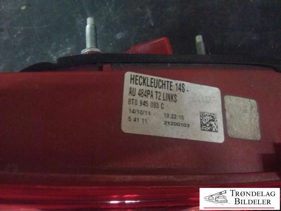 Baklykt venstre indre til Audi A5 2007-2016 (Type I) (8T0 945 093C|)