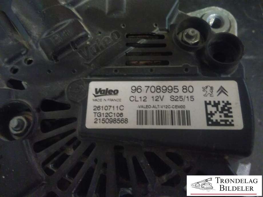 Dynamo til Peugeot 2008 2013-2019 (Type I)  (VALEO|96 708995 80|)