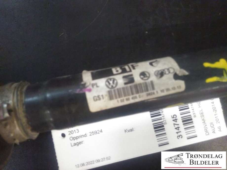 Drivaksel høyre foran, diesel/automat til Audi A6 2011-2014 (Type IV, Fase 1) (C7) (C7) (4G0 407 271 F|)