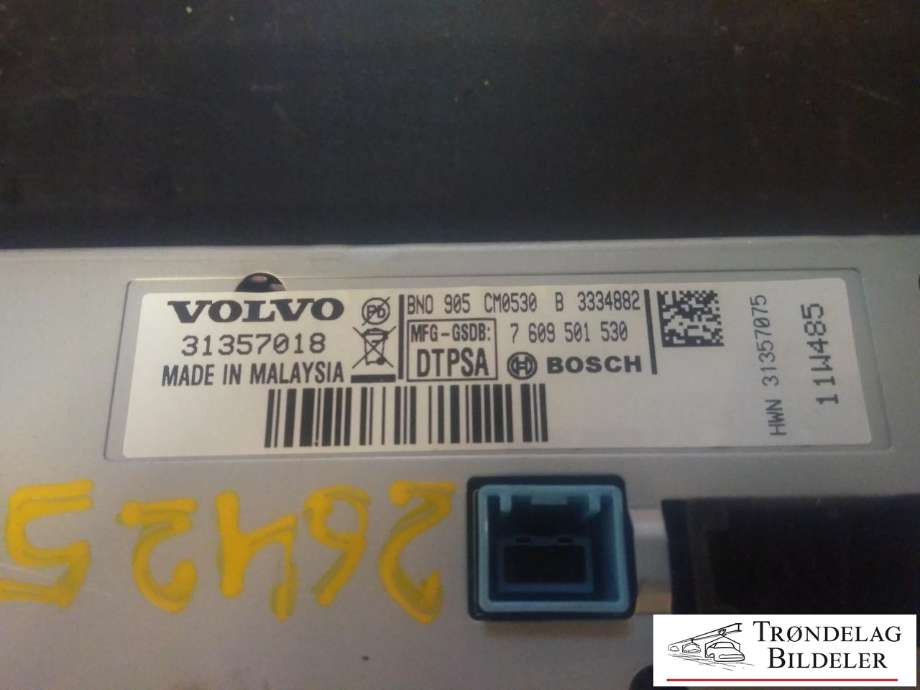 Bilstereo navigasjon skjerm til Volvo V60 2010-2013 (Type I, Fase 1)  (BOSCH|7 609 501 530|31357018|)