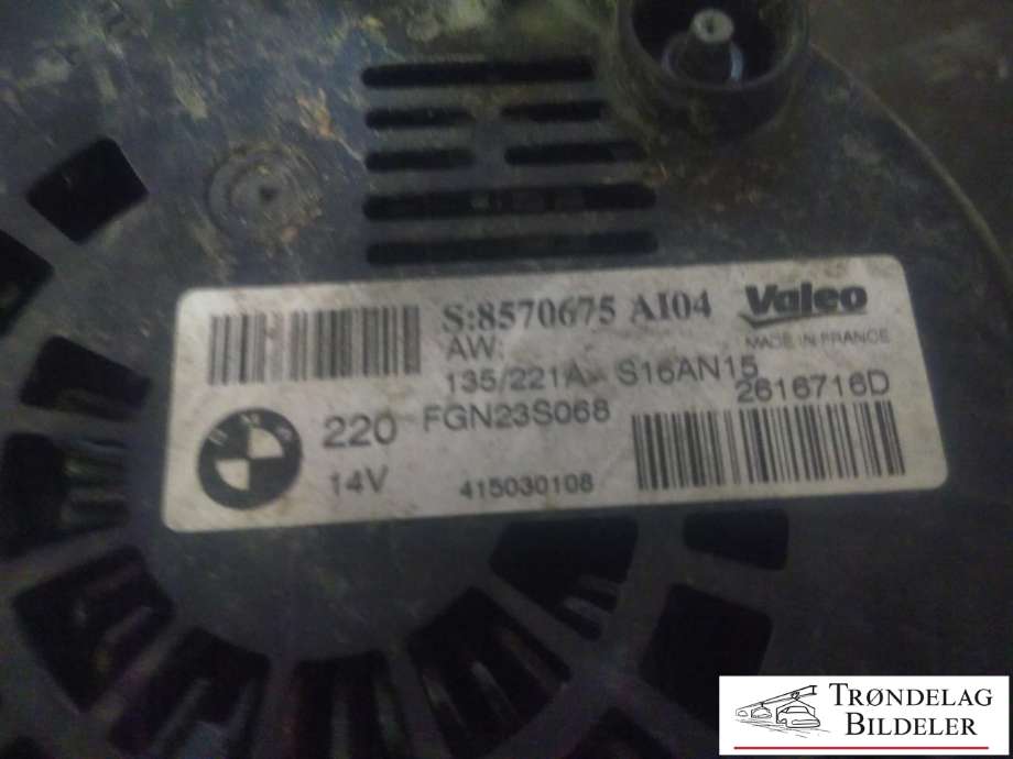 Dynamo diesel til BMW X5 2013-2018 (F15) (F15) (VALEO|8570675 AI04|FGN23S068|2616716D)