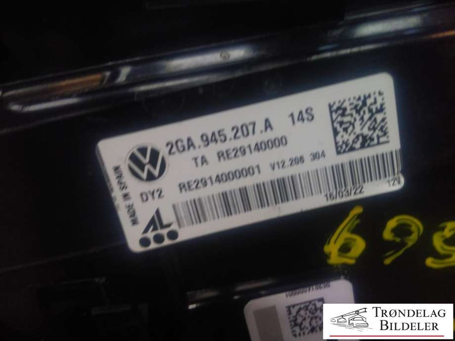 Baklykt venstre ytre til VW T-Roc 2017-->> (VW|2GA 945 207 A|RE29140000|RE2914000001)