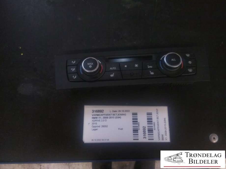 Varmeapparat betjening til BMW X1, 2009-2015 (E84) (E84) (BMW|6411 9221852-05)