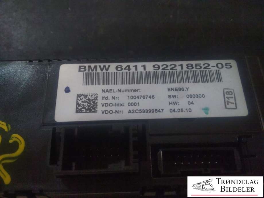 Varmeapparat betjening til BMW X1 2009-2015 (E84) (E84) (BMW|6411 9221852-05|100476746|A2C53399847)