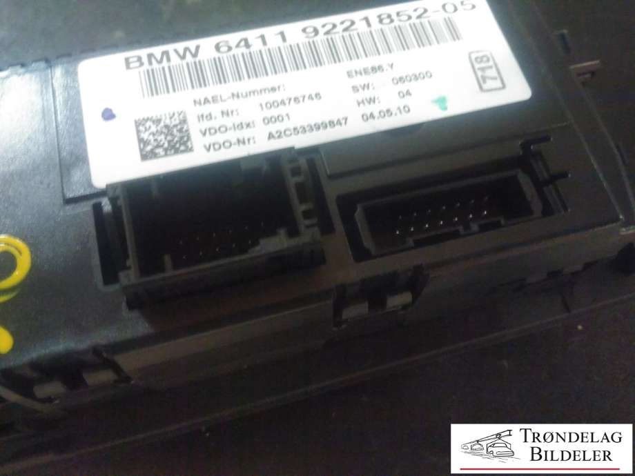 Varmeapparat betjening til BMW X1 2009-2015 (E84) (E84) (BMW|6411 9221852-05|100476746|A2C53399847)