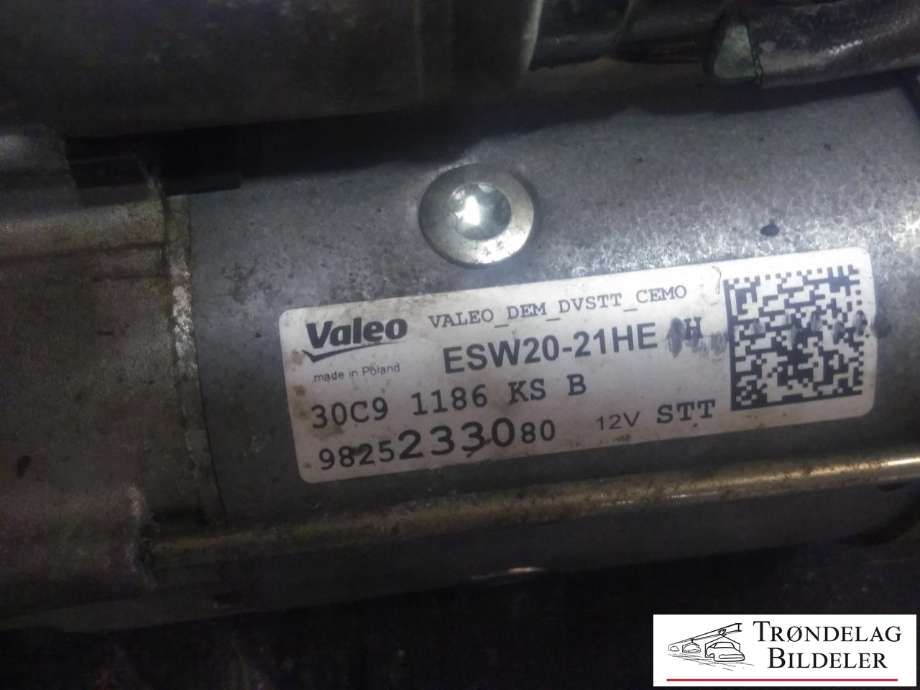 Starter diesel til Peugeot 308 2013-2021 (Type II)  (VALEO|9825233080|30C9 1186 KSB|)