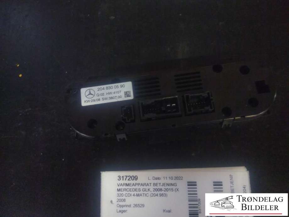 Varmeapparat betjening til Mercedes GLK 2008-2015 (X204) (X204) (204 830 05 90|A2C53289179|)