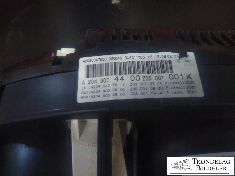 Instrumentpanel til Mercedes GLK 2008-2015 (X204) (X204) (A 204 900 44 00|A2C53305419|A204 540 75 11)