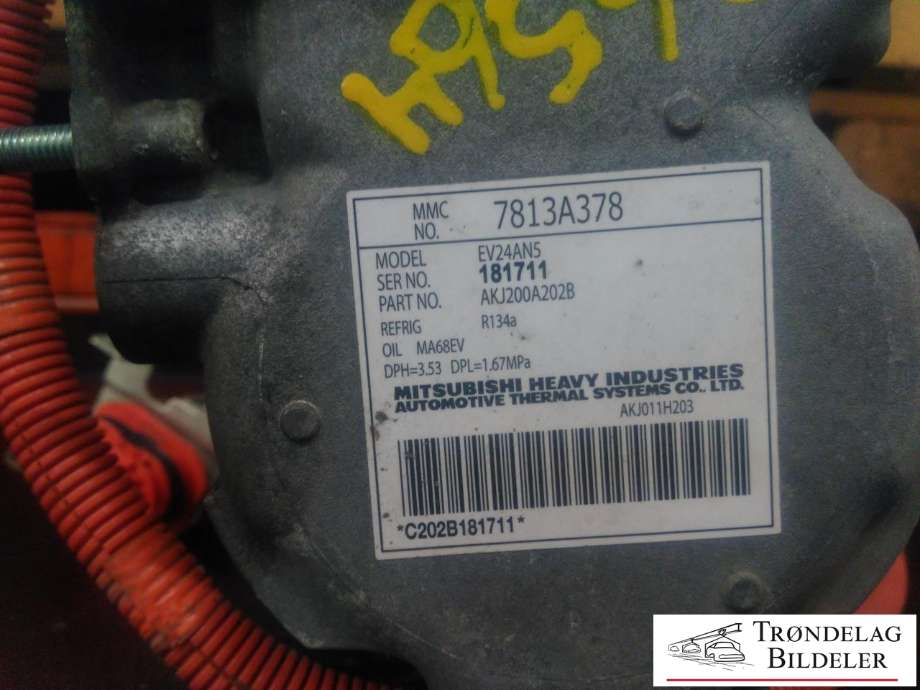 Aircondition kompressor hybrid til Mitsubishi Outlander 2015-->> (Type III, Fase 2)  (MITSUBISHI|7813A378|AKJ200A202B|)