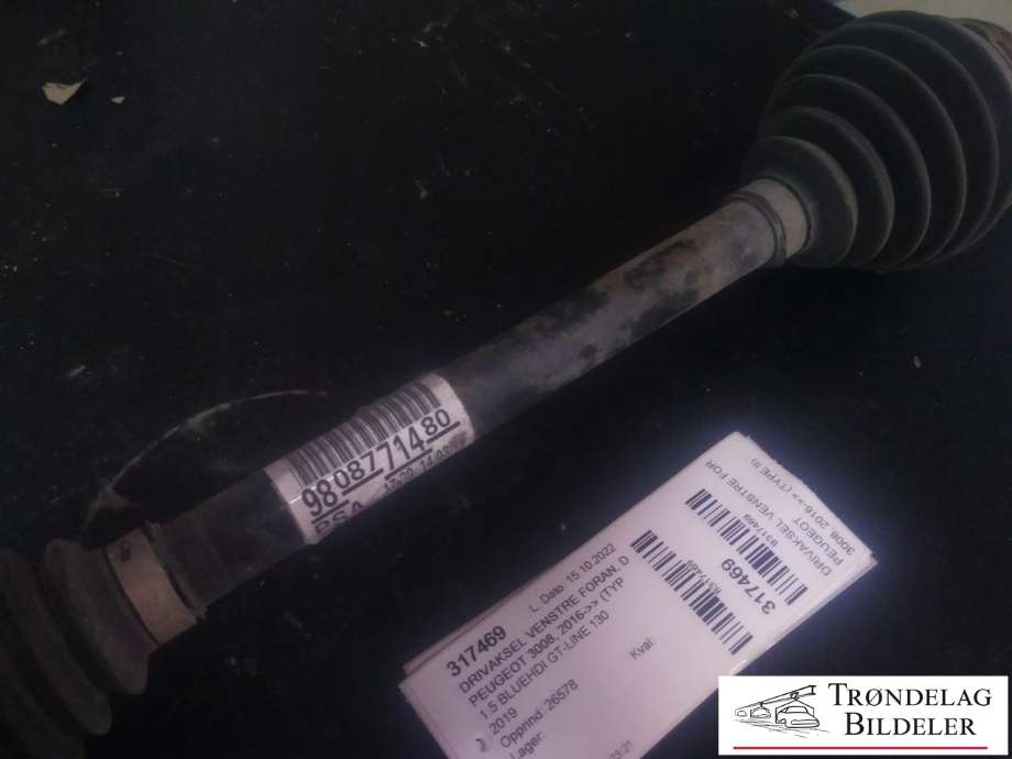 Drivaksel venstre foran, diesel/automat til Peugeot 3008 2016-->> (Type II)  (98 087 714 80|)