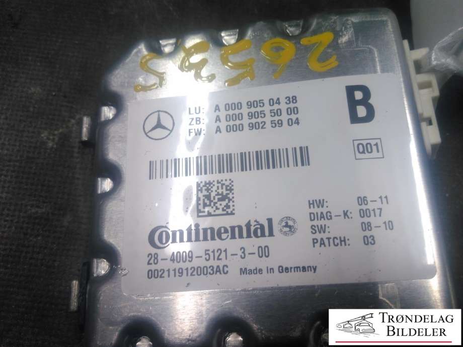 Sensor radar til Mercedes C-Klasse 2011-2014 (Fase 2) (W204) (W204) (CONTINENTAL|A 000 905 04 38|00211912003AC|)
