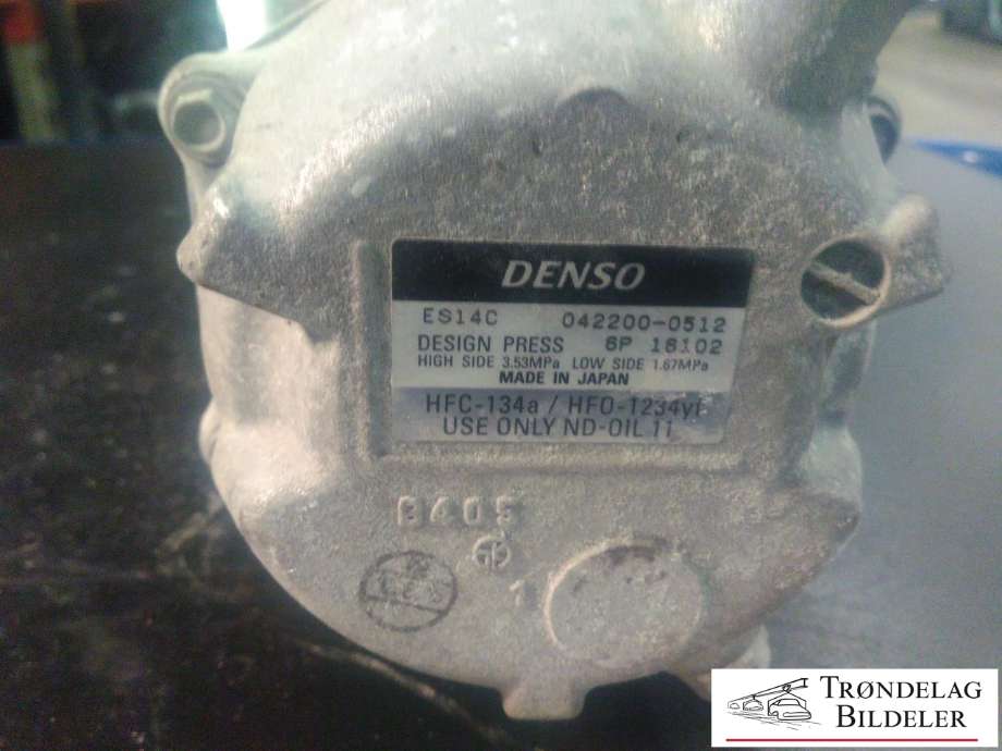 Aircondition kompressor til Toyota Yaris 2012-2014 (Type III, Fase 1) (DENSO|042200-0512|)