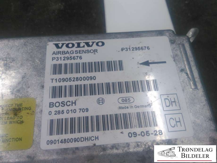 Styreenhet airbag hovedsensor til Volvo V70 2007-2013 (Type III, Fase 1)  (VOLVO|P31295676|0 285 010 709|)