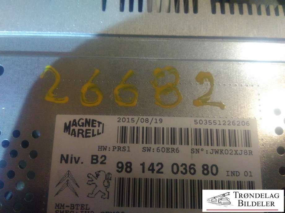 Bilstereo til Citroën Berlingo 2015-2019 (Type II, Fase 2)  (MAGENTI MARELLI|98 142 036 80|)