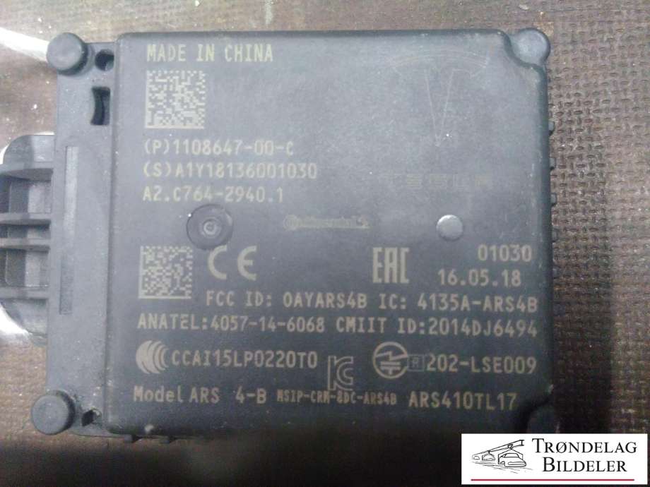 Sensor radar til Tesla Model S 2016-2021 (Fase 2) (1108647-00-B|110864700B|)