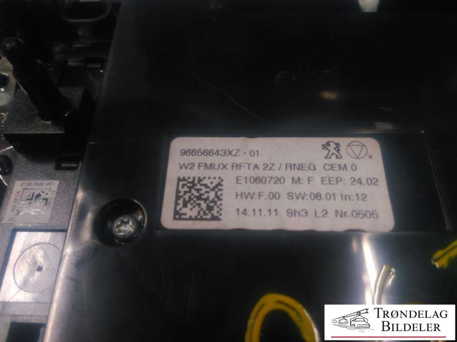 Varmeapparat betjening til Peugeot 508 2011-2014 (Type I, Fase 1)  (96656643XZ--01|)