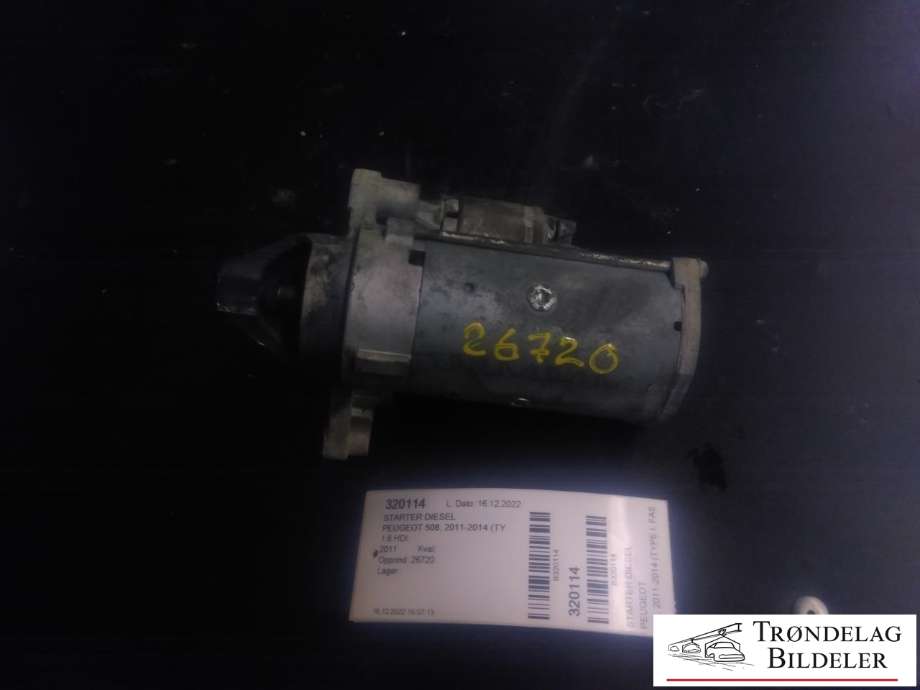 Starter diesel til Peugeot 508, 2011-2014 (Type I, Fase 1)  (VALEO|9662854180 02)