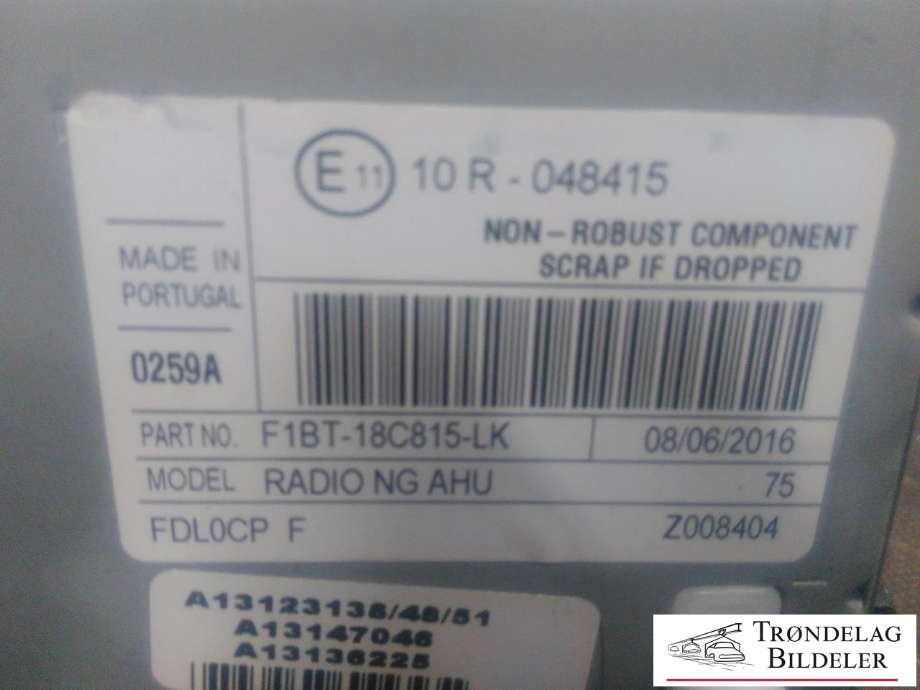 Bilstereo til Ford Focus 2014-2018 (Type III, Fase 2)  (F1BT-18C815-LK|)