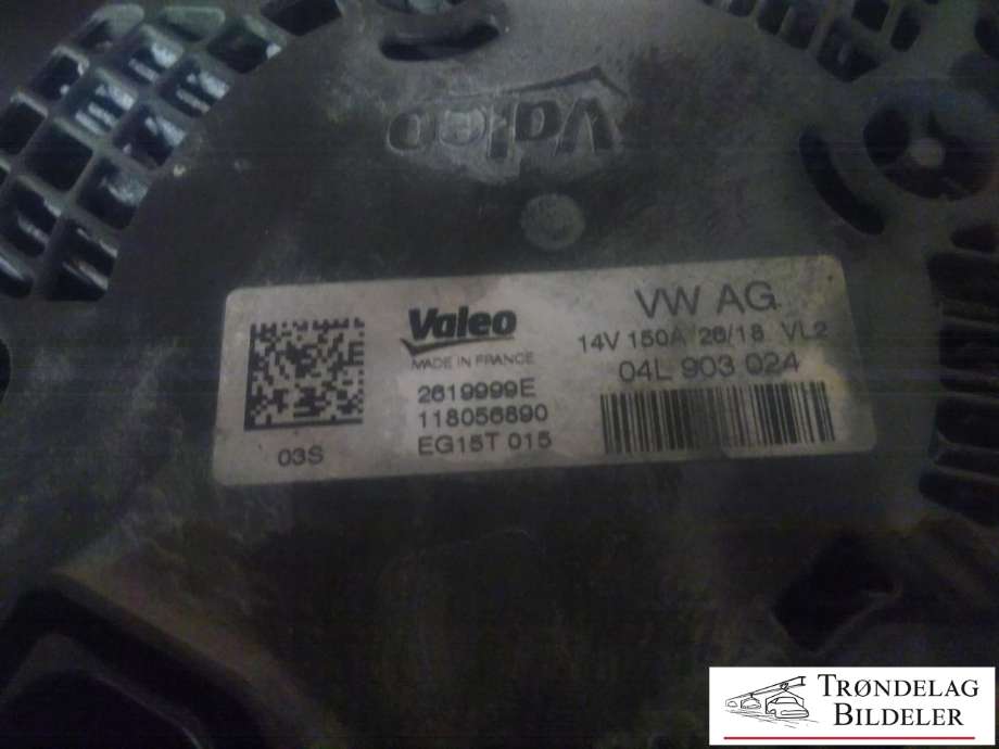 Dynamo diesel til Audi A4, Allroad 2016-->> (Type II) (B9) (B9) (VALEO|04L 903 024|2619999E|118056890)