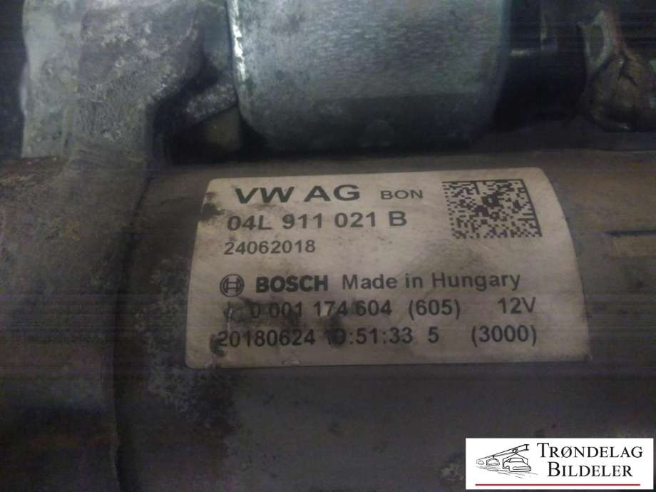 Starter diesel til Audi A4, Allroad 2016-->> (Type II) (B9) (B9) (VW AG|04L 911 021 B|0 001 174 604|20180624)