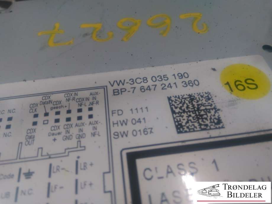 Bilstereo til VW Passat 2011-2015 (B7) (B7) (3C8035190|8 647 231 360|)