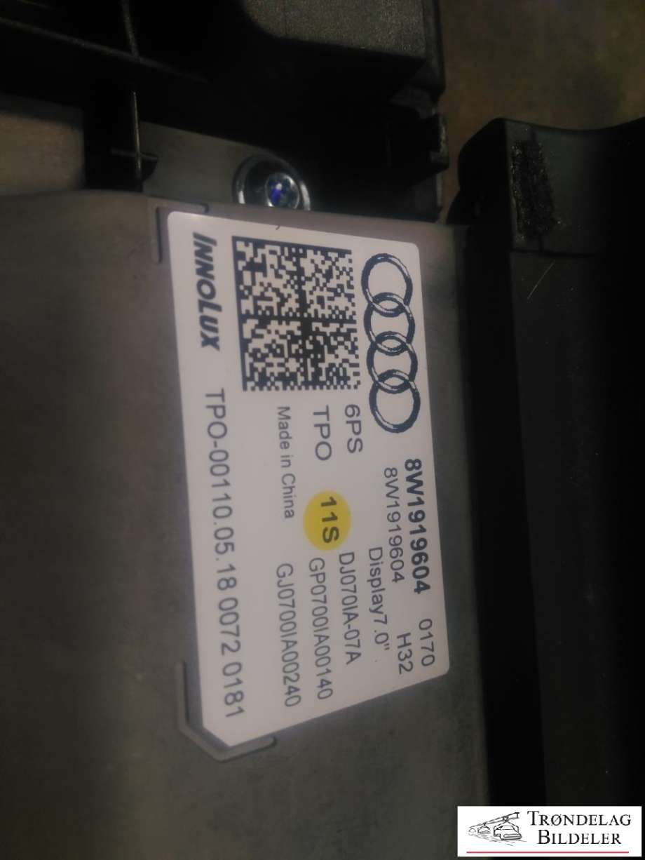 Bilstereo navigasjon skjerm til Audi A4, Allroad 2016-->> (Type II) (B9) (B9) (8W1919604|)