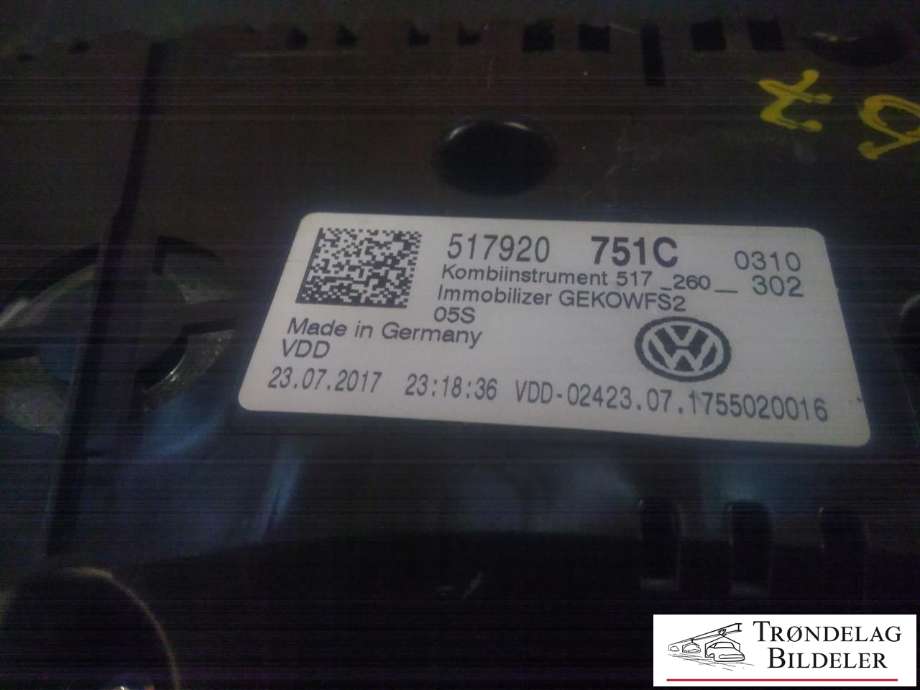 Instrumentpanel til VW Golf Sportsvan 2014-2018  (517920 571C|A2C12292000|)