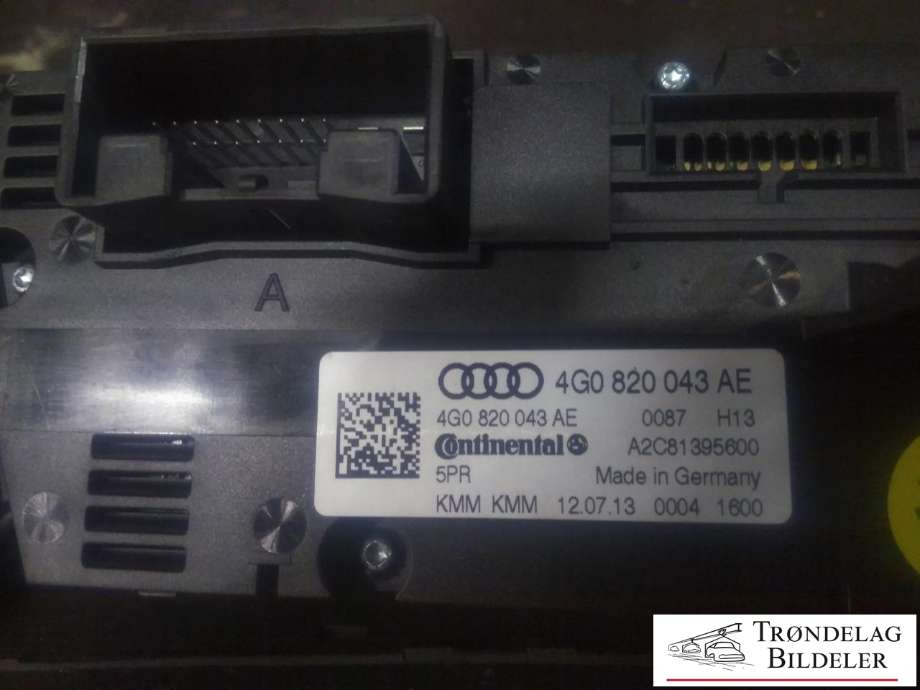 Varmeapparat betjening til Audi A6, Allroad 2012-2014 (Type III, Fase 1) (C7) (C7) (CONTINENTAL|4G0 820 043 AE|A2C81395600|)